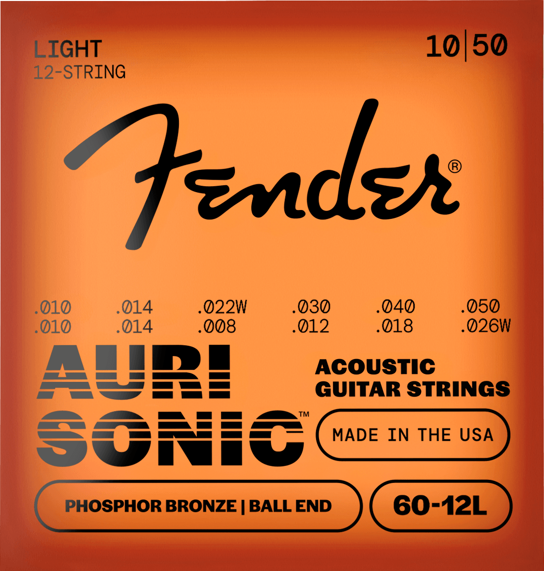 AuriSonic™ 60-12L Phosphor Bronze 12-String Acoustic Guitar Strings